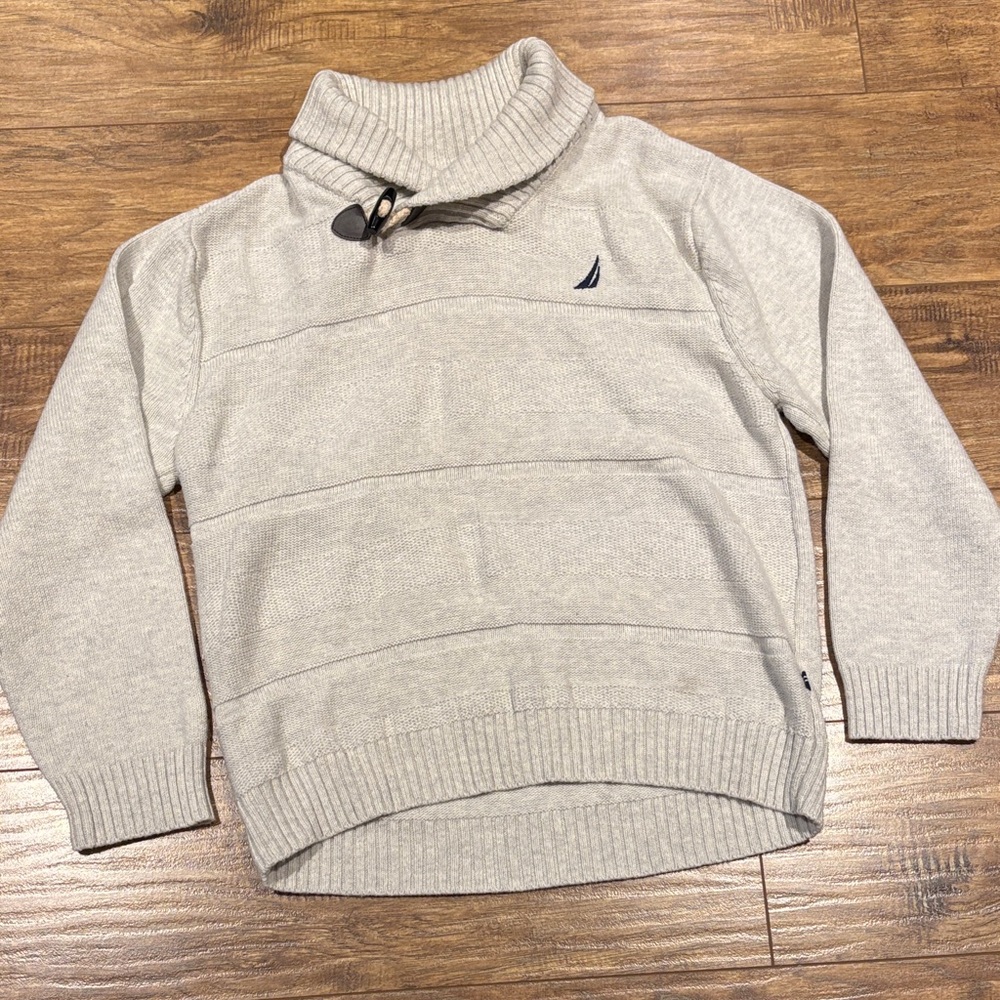 Nautica boys Light Gray high collar Sweater